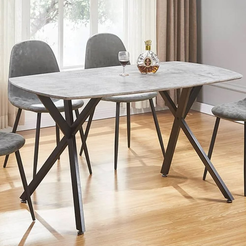 Seconique Athens 4 Seater Rectangular Dining Table Concrete Grey Image 1