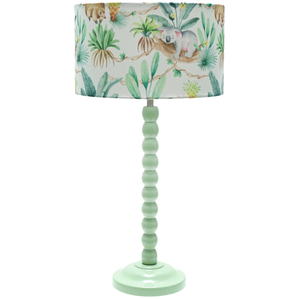 ValueLights Bobbins Fabric Tropical Sage Green LED Table Lamp Image 1