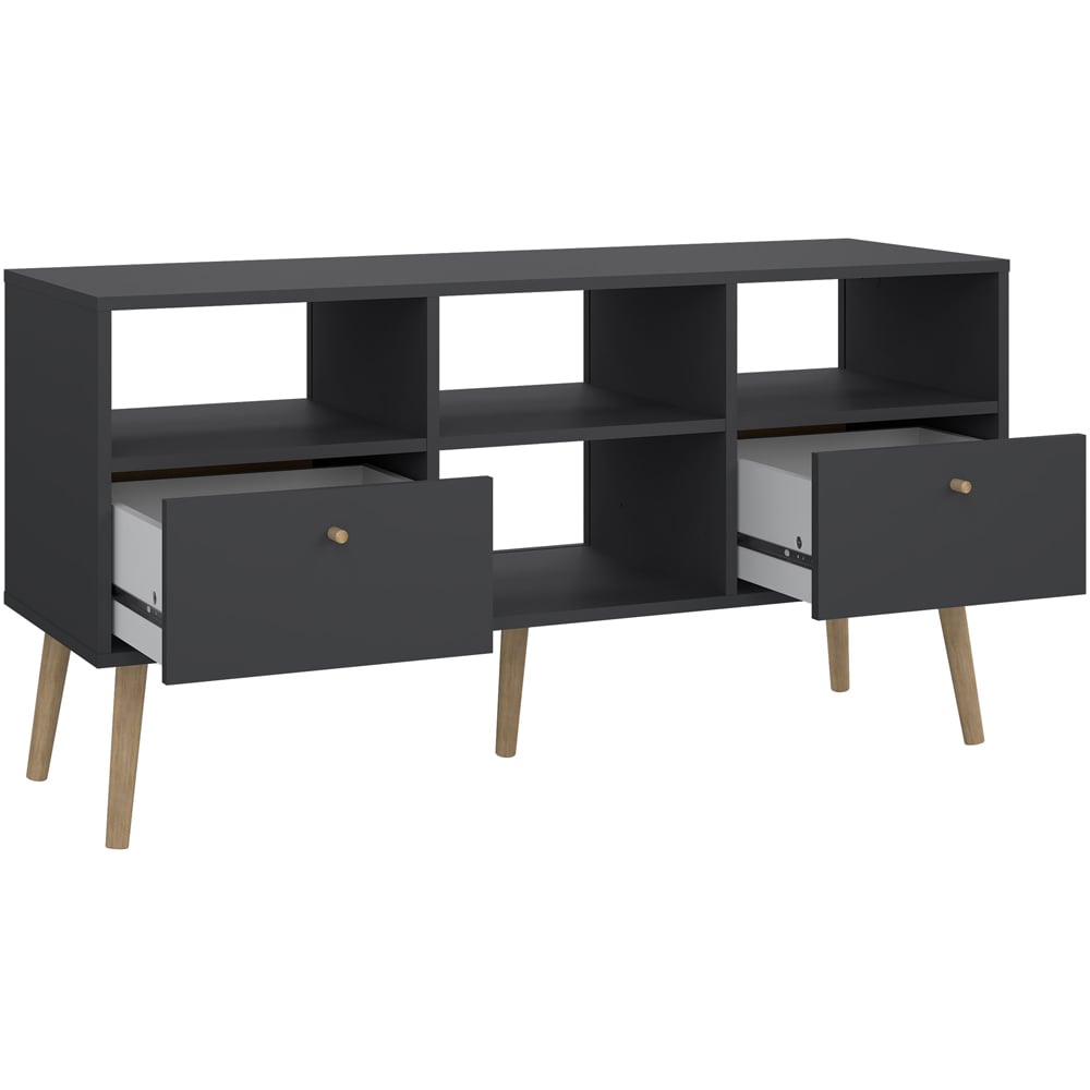 Florence Cumbria 2 Drawers Dark Grey TV Unit Image 6