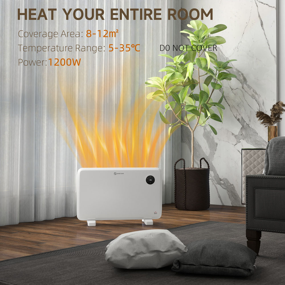 HOMCOM White Electric Convector Heater with LED Display and Remote Image 7