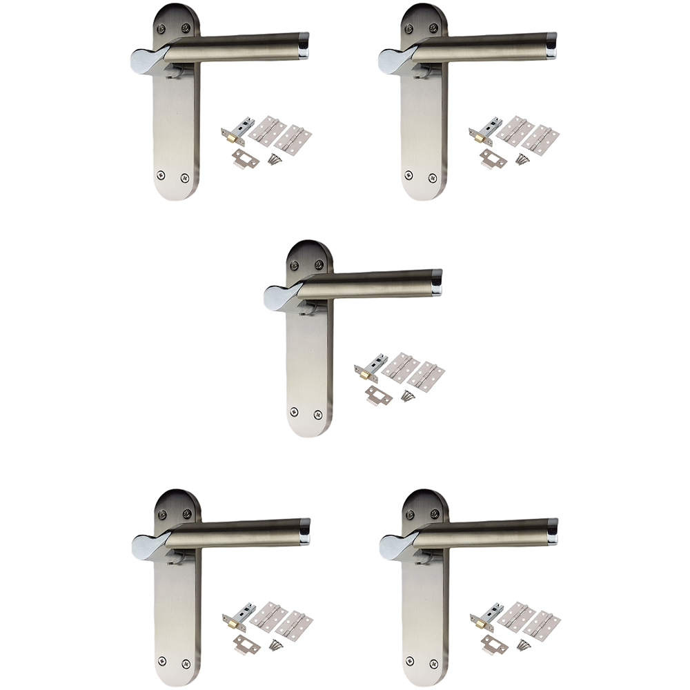 Golden Grace Duo Chrome Titan Door Handle Set 182 x 45mm 5 Pack Image 1