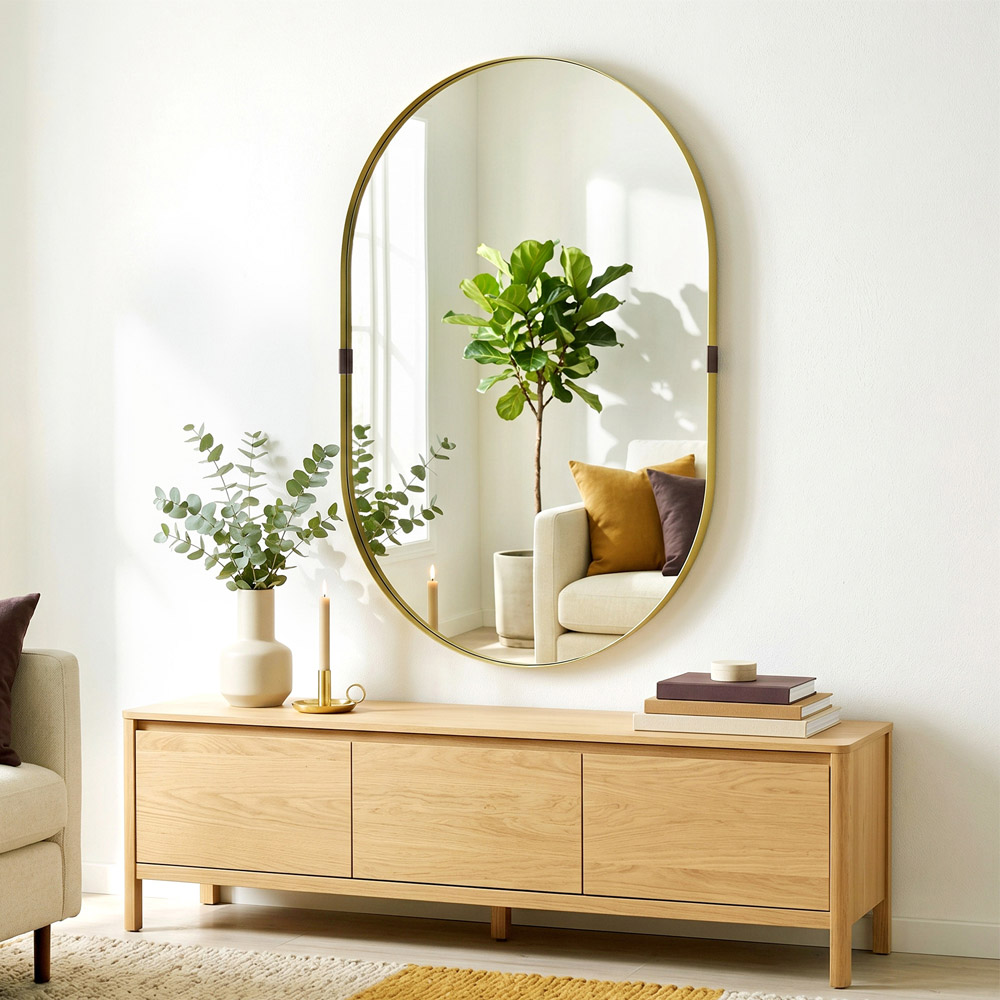 HOMCOM Gold Wall Mirror with Elevated Aluminium Alloy Frame 60 x 90cm Image 3