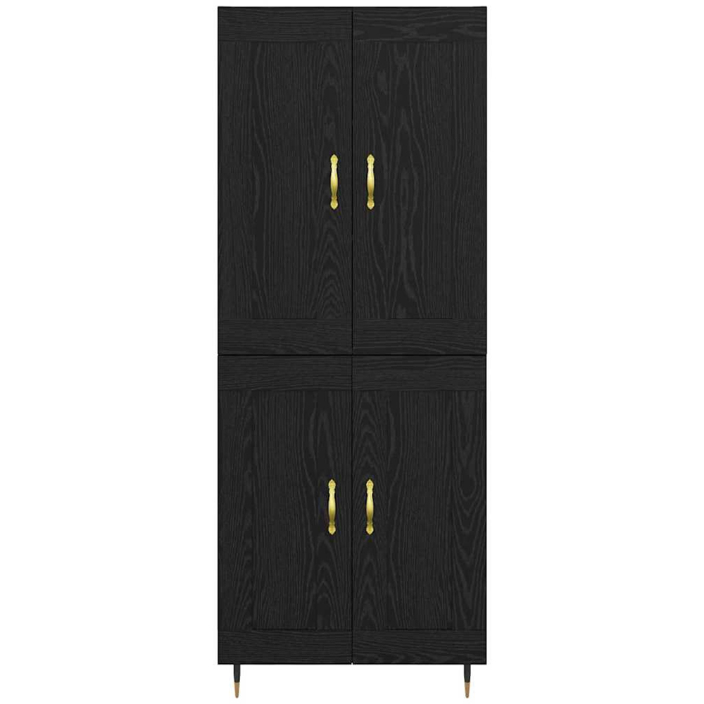 vidaXL 4 Door 6 Shelf Black Oak Highboard with Gold Handles Image 4