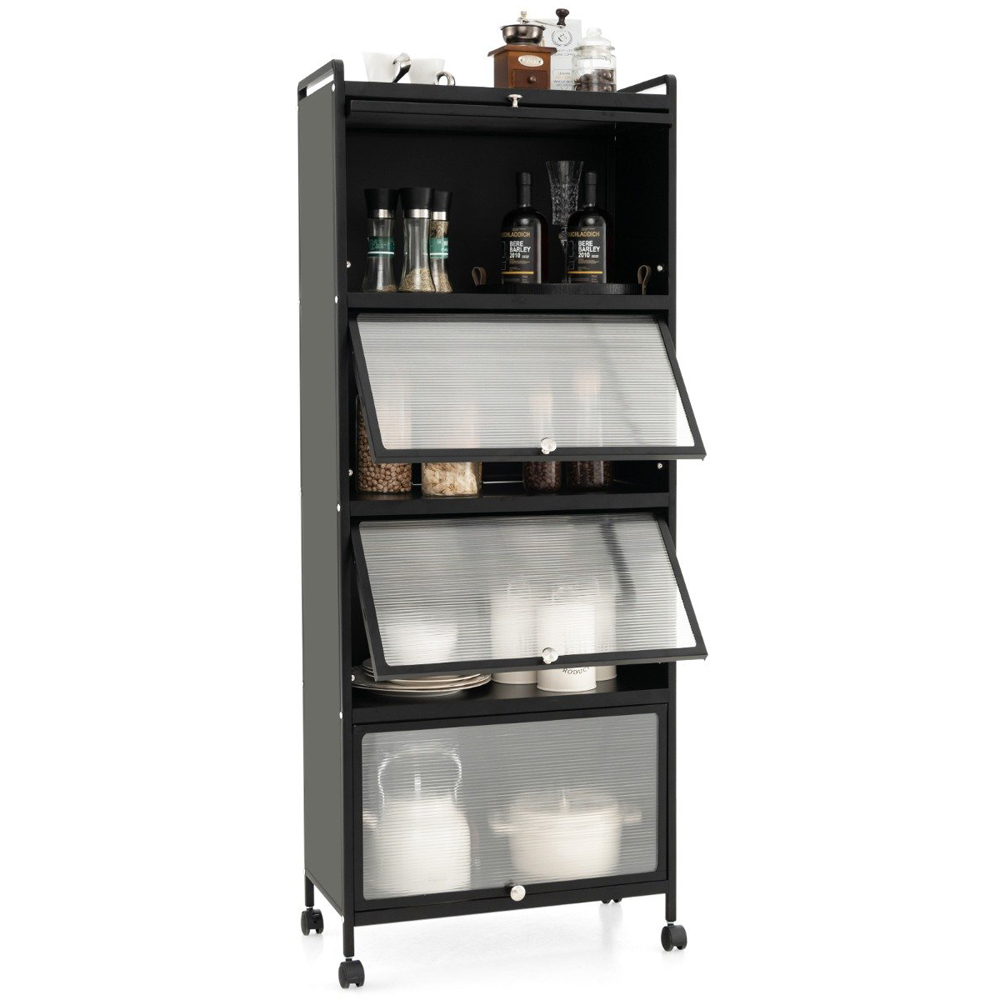 Costway 4 Shelf Black Kitchen Storage Rack Image 2