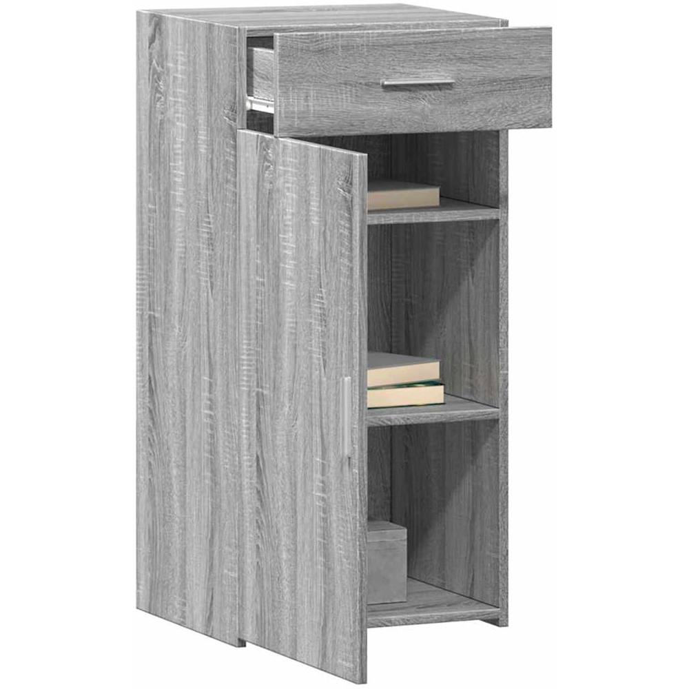 vidaXL Single Door Single Drawer Grey Sonoma Wooden Sideboard Image 3
