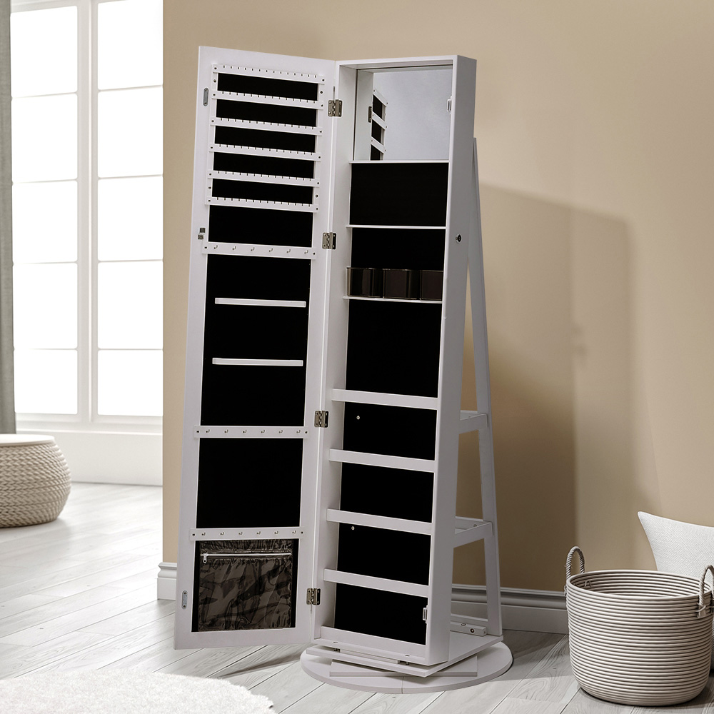 Living and Home Rotating Mirrored Jewellery Organiser Floor Cabinet Image 5