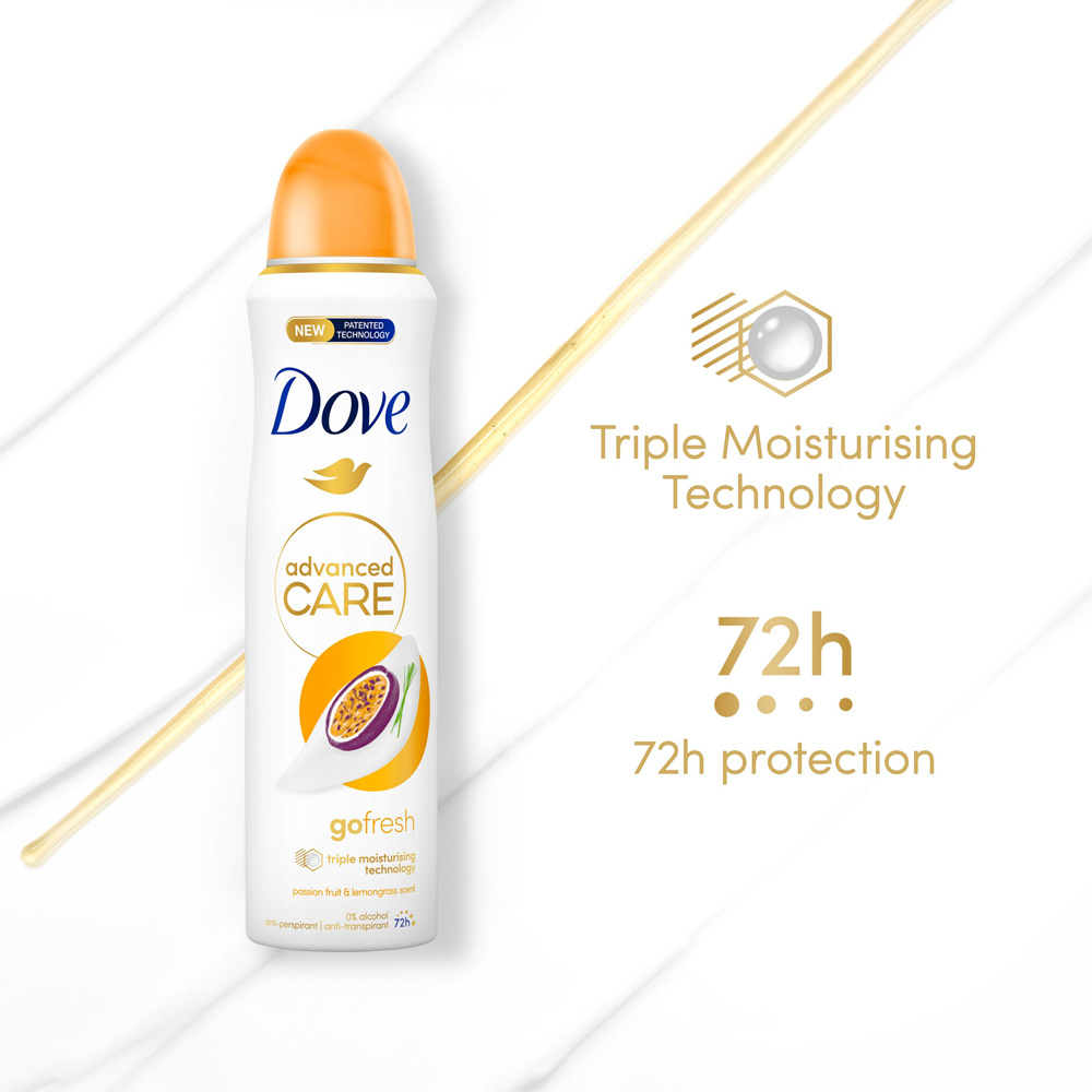 Dove Advanced Care Go Fresh Passion Fruit and Lemongrass Anti-Perspirant Deodorant Spray 200ml Image 5