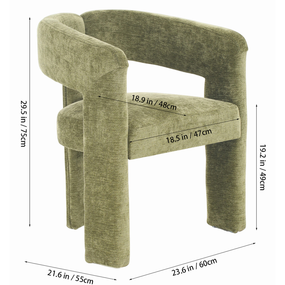 Living and Home Green Chenille Upholstered Accent Chair Image 9