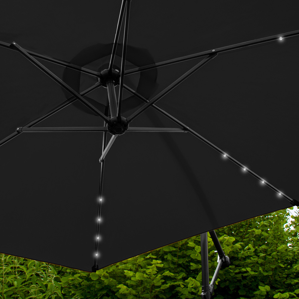 Monster Shop Black LED Cantilever Parasol 3m Image 5