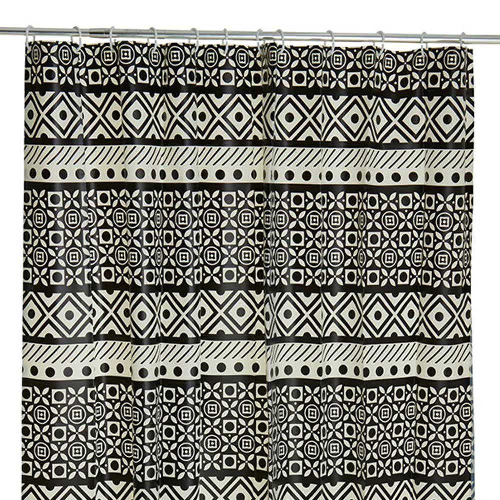 Wilko Black Aztec Shower Curtain Image 2