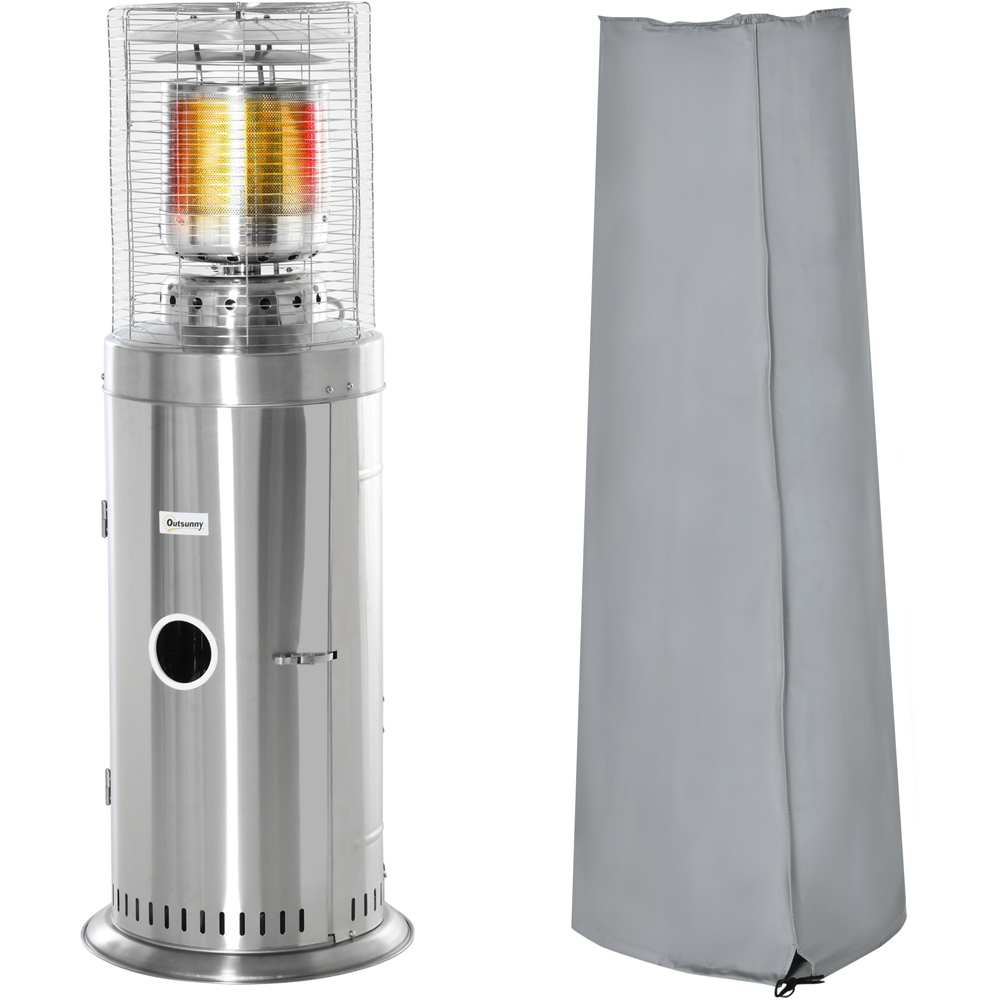 Outsunny Silver Freestanding Bullet Style Gas Heater 10kW Image 1