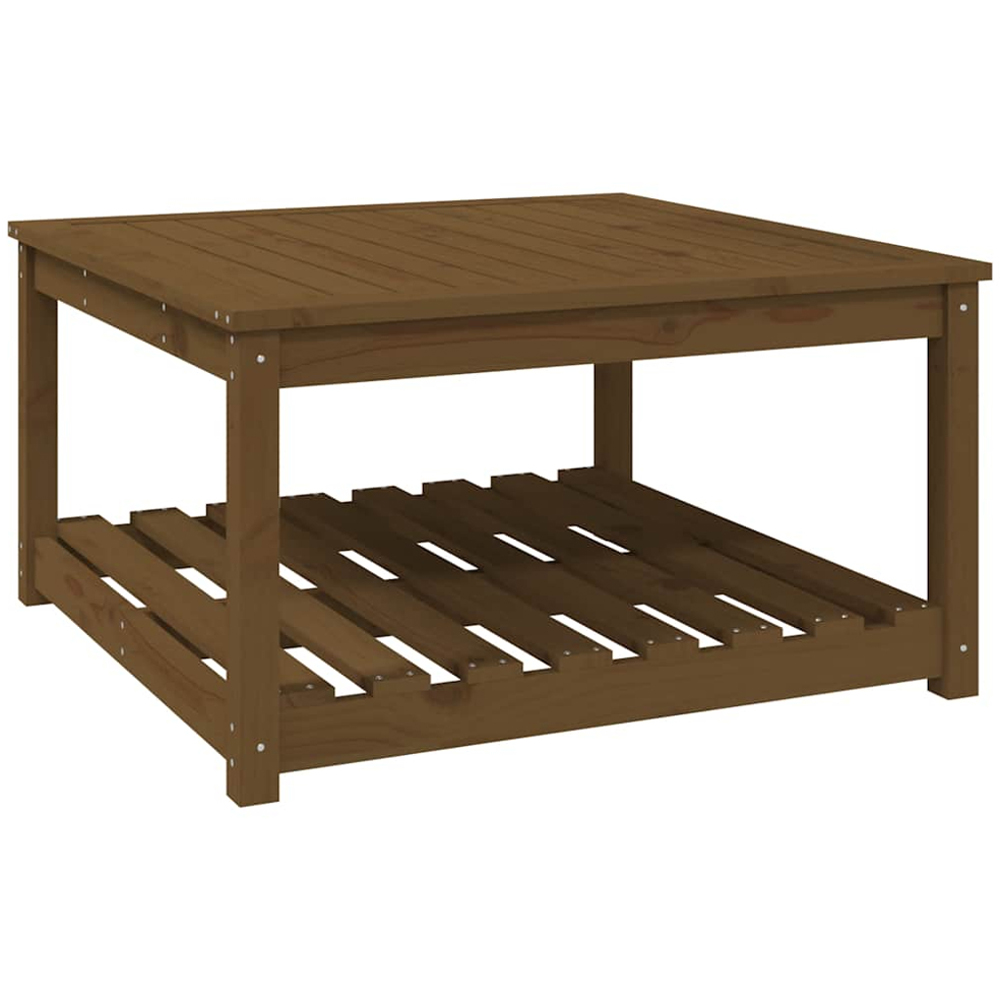 vidaXL Single Shelf Honey Brown Solid Pine Wood Slatted Garden Table 82.5 x 82.5cm Image 2