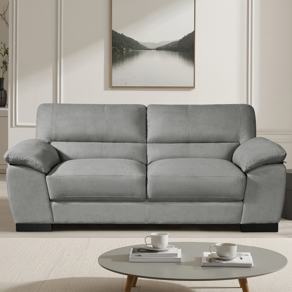 Artemis Home Mellette 3 Seater Grey Fabric Sofa Image 1