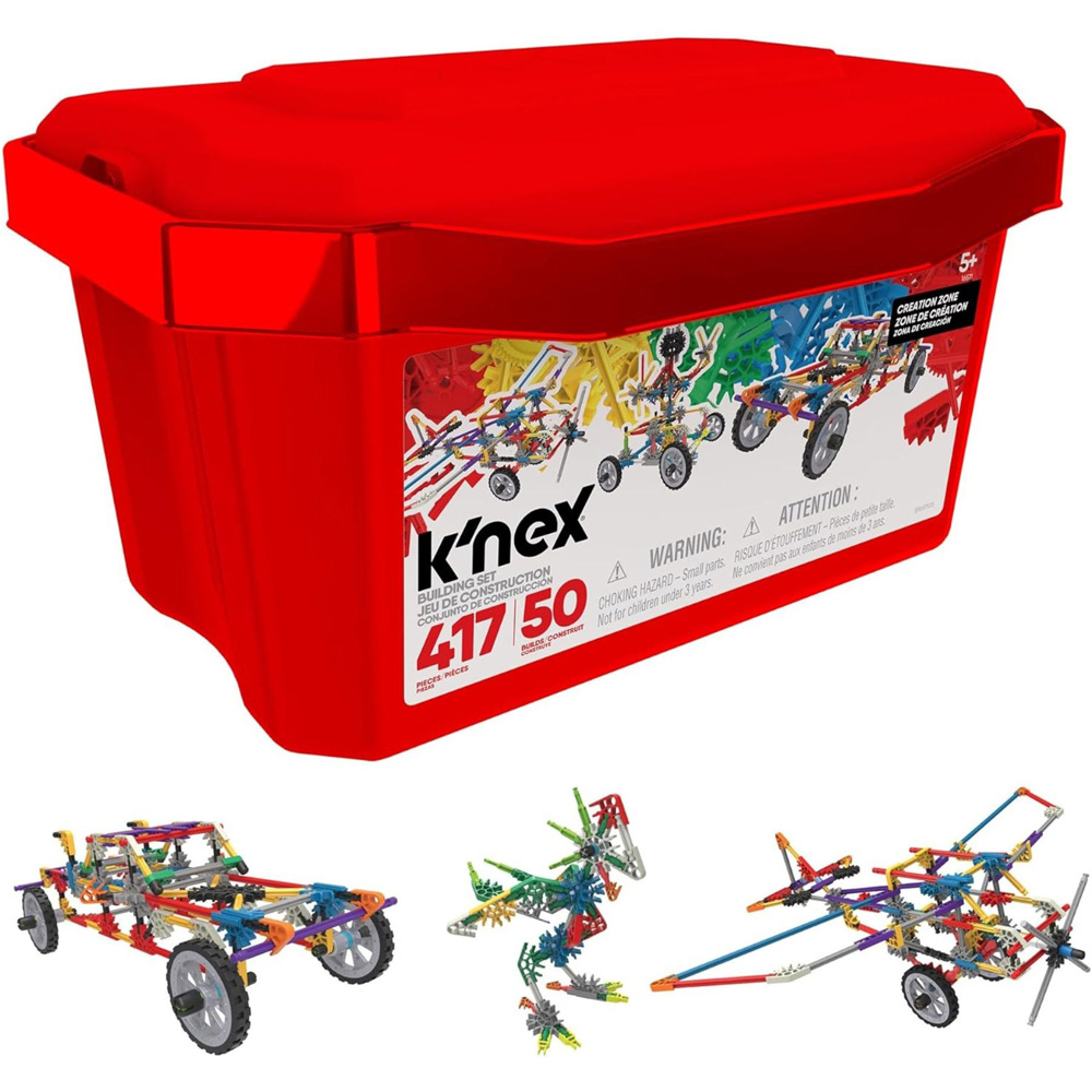 Basic Fun K'NEX Classics Creation Zone 50 Model Building Set with Red Storage Tub 417 Piece Image 2