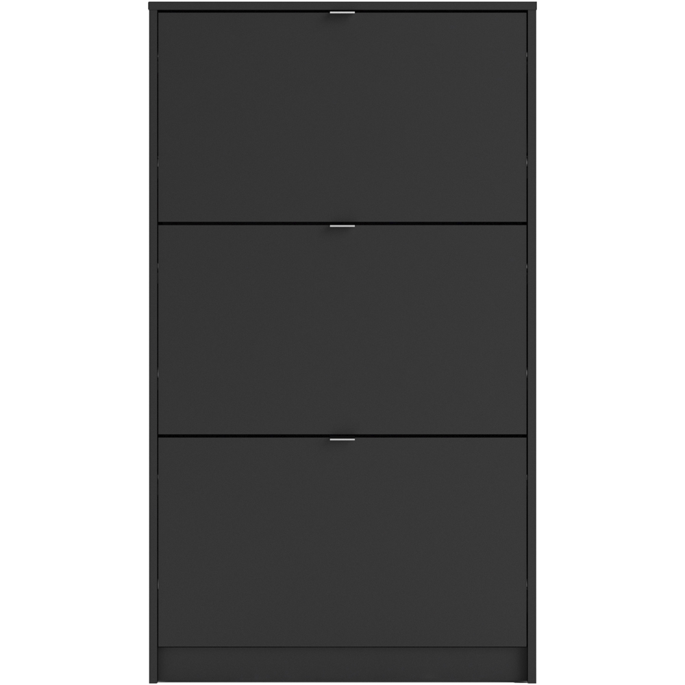 Florence Shoes 3 Flip Door Single Layer Matt Black Shoe Storage Cabinet Image 3