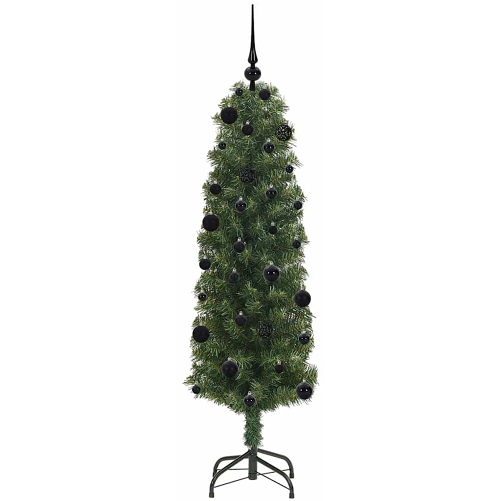 vidaXL Green Artificial Christmas Tree with Pinecones LEDs Black Decoration Ornaments 5ft Image 4