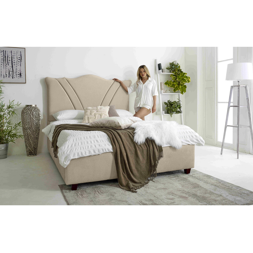Eleganza Amaya Super King Size Pearl Arlington Fabric Bed Frame with Curved Headboard Image 5