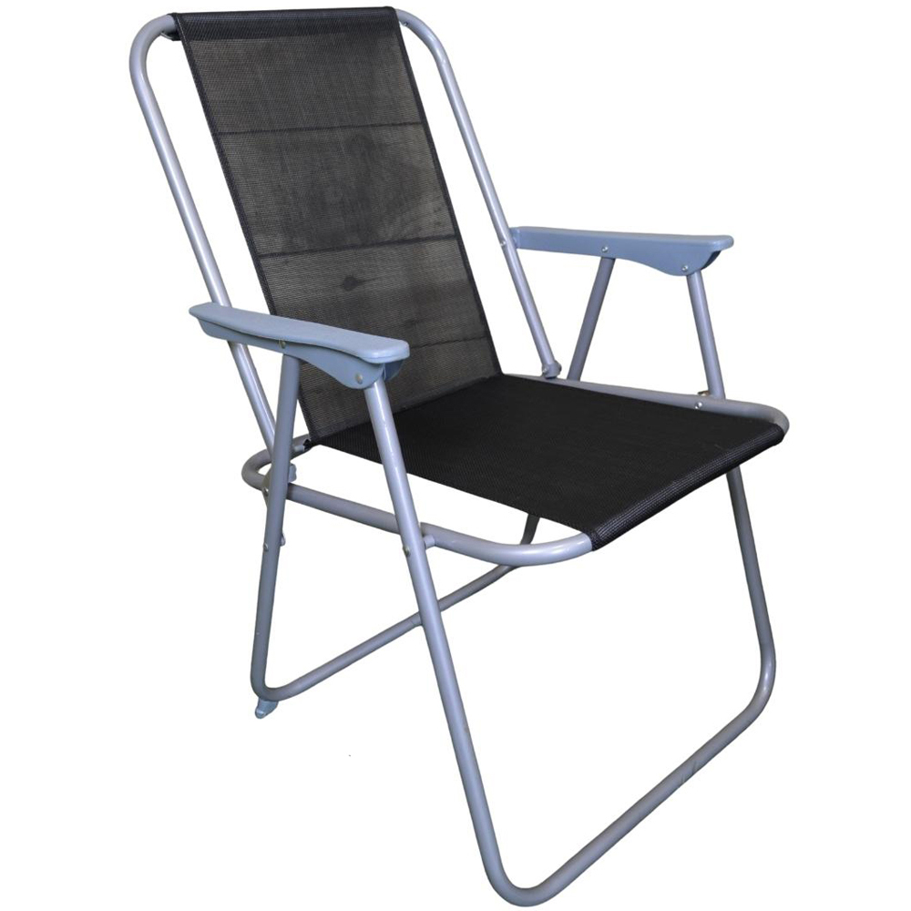 Samuel Alexander Set of 2 Grey and Black Foldable Garden Chair Image 2