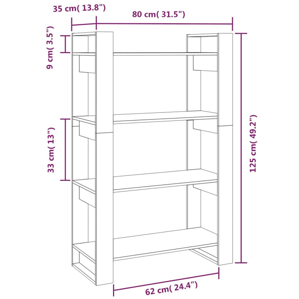 vidaXL 4 Shelf Honey Brown Bookcase Image 9