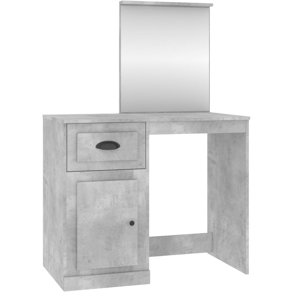 vidaXL Single Door Single Drawer Concrete Grey Dressing Table with Mirror Image 2