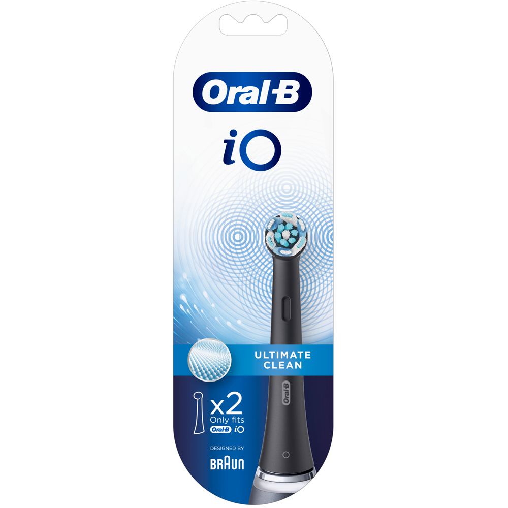 Oral-B iO Ultimate Clean Black Toothbrush Head 2 Pack Image 1