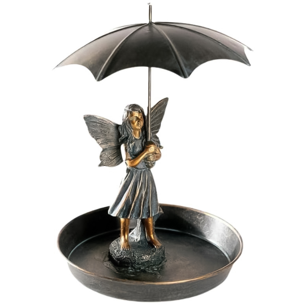 Marco Paul Resin Fairy with Umbrella Bird Feeder Image 1