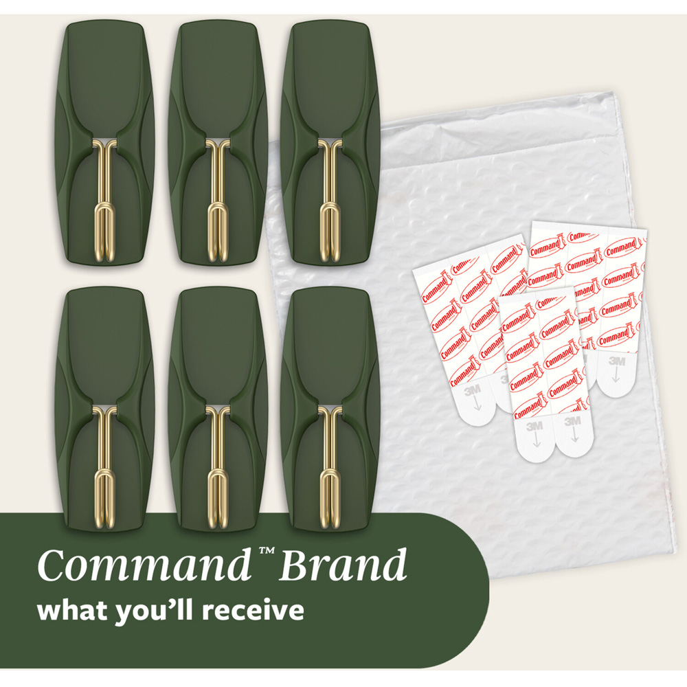 Pack of 6 Command Medium Wire Hooks Rosemary Image 8