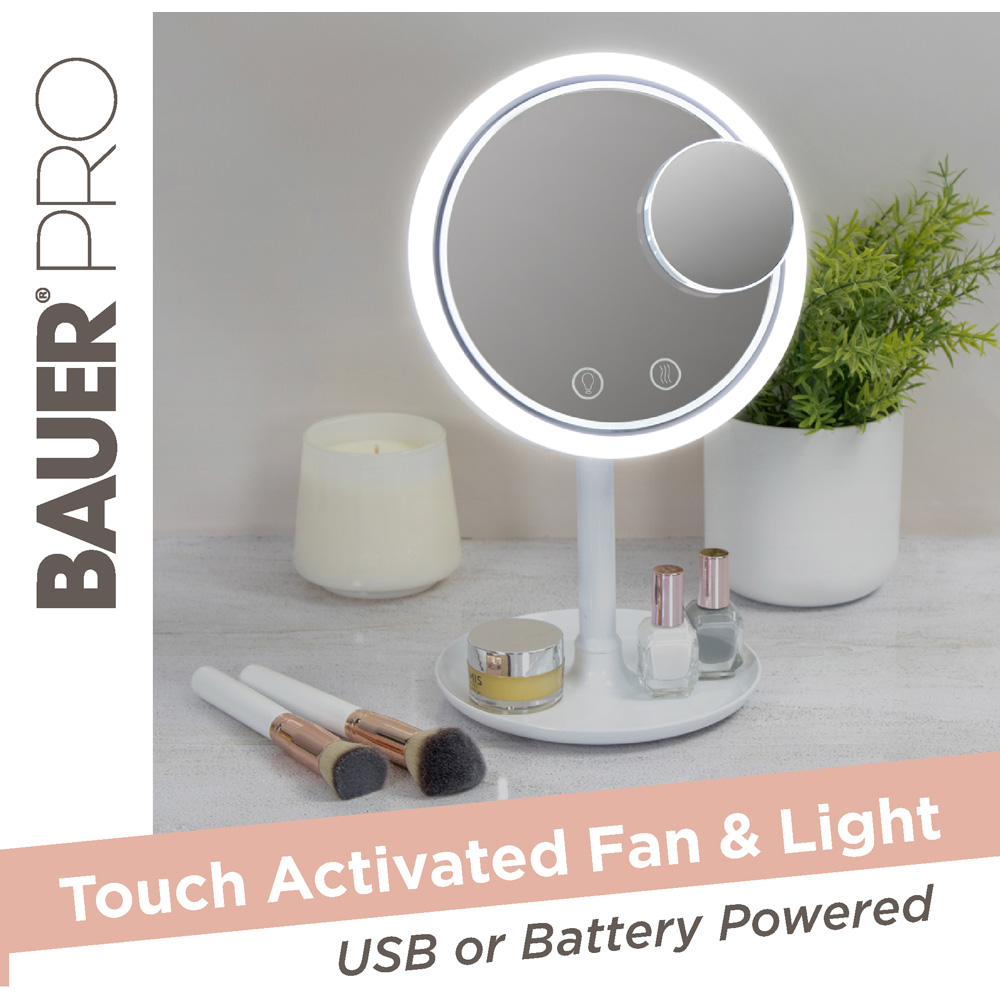 Bauer Professional White LED Mirror with Fan and Tray Image 3