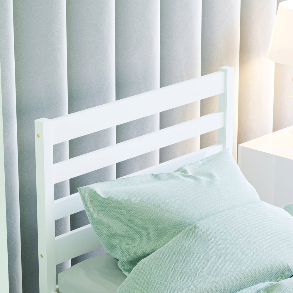 JUNIOR VIDA Libra Single White Wooden Bed with Gel Memory Foam Mattress Image 5