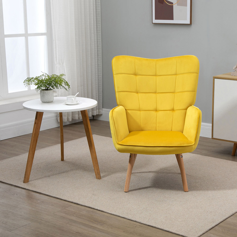 Portland Yellow Tufted Wingback Armchair Image 7