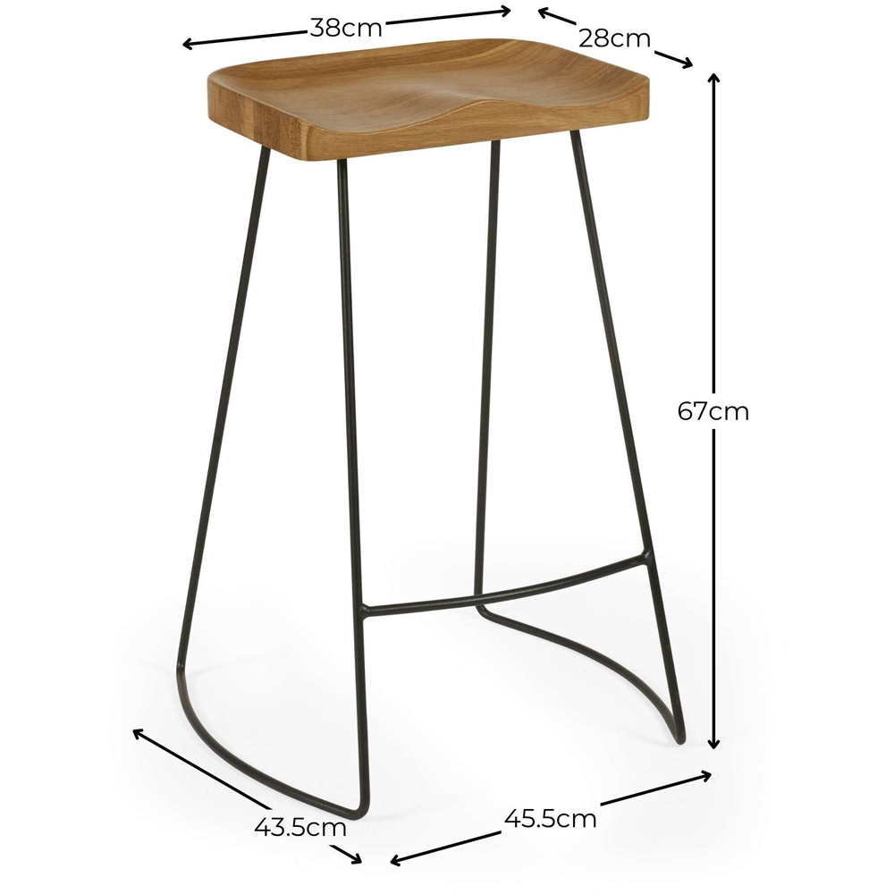 Julian Bowen Travis Oak Bar Stool Set of 2 Image 8