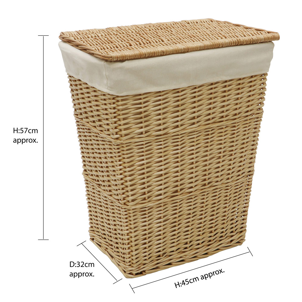 JVL  Acacia Honey Rectangular Willow Laundry Basket with Lid 65L Image 5