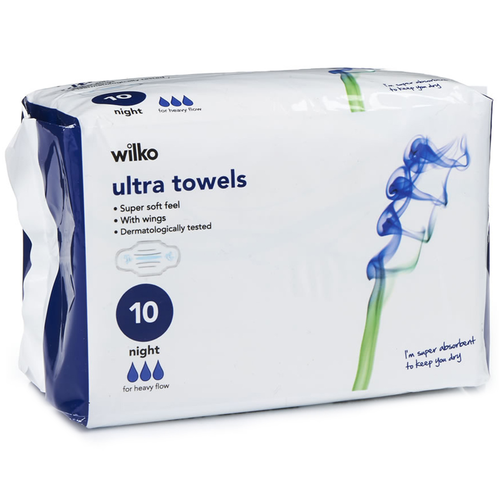 Wilko Ultra Night Sanitary Towels 10 Pack Image