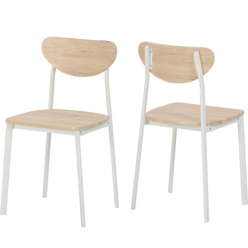 Seconique Riley 2 Seater Large Dining Set Light Oak Veneer and White Image 4