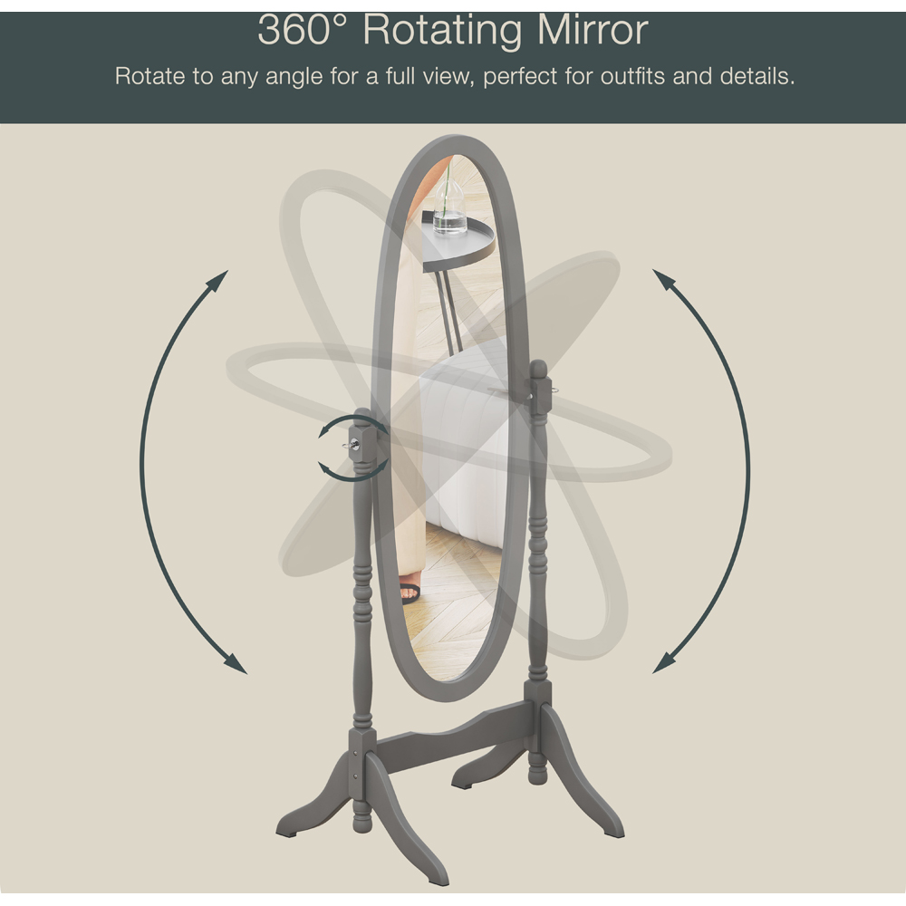 Vida Designs Nishano Grey Oval Cheval Mirror Image 3