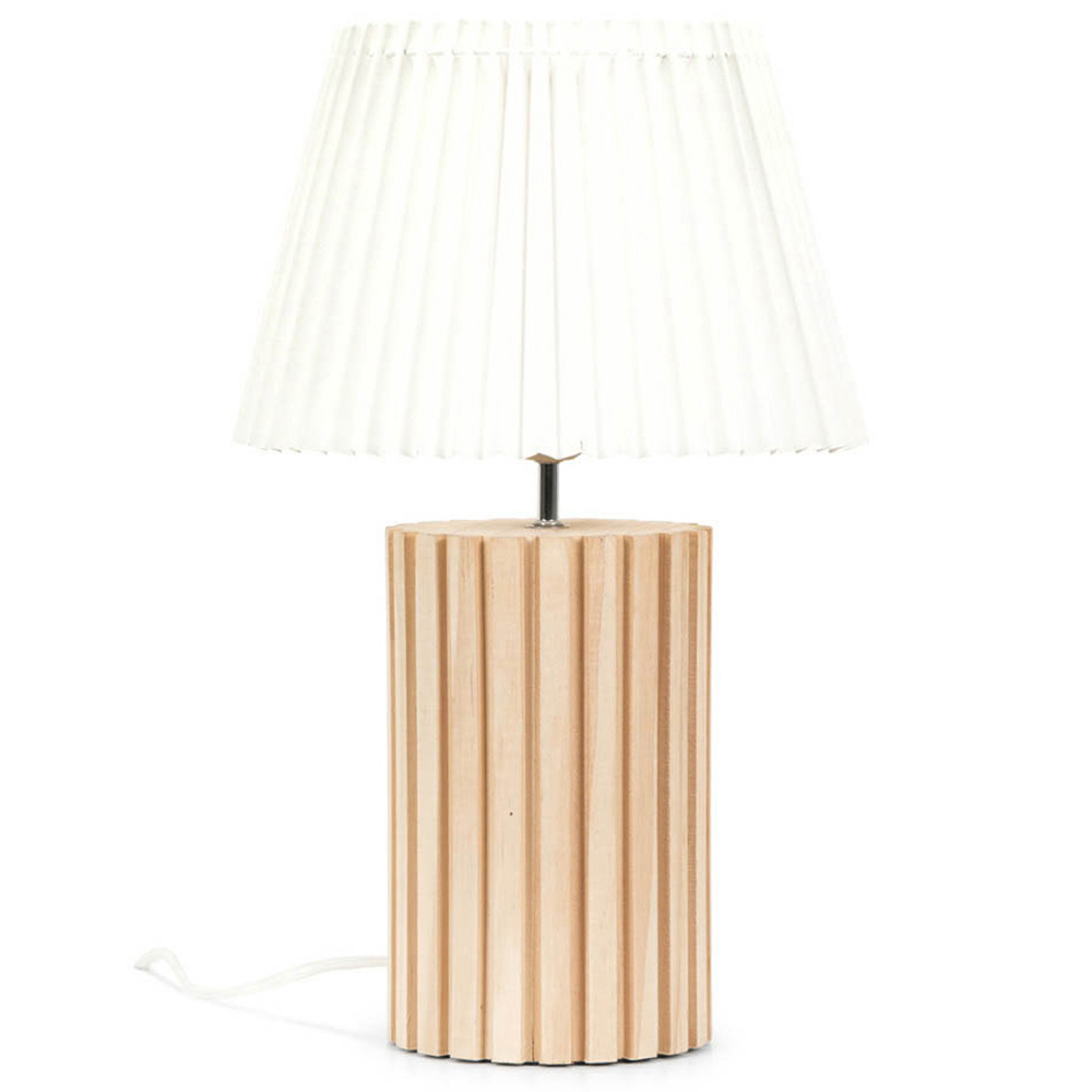 ValueLights Brooke Pleated Shade Wooden LED Table Lamp Image 1