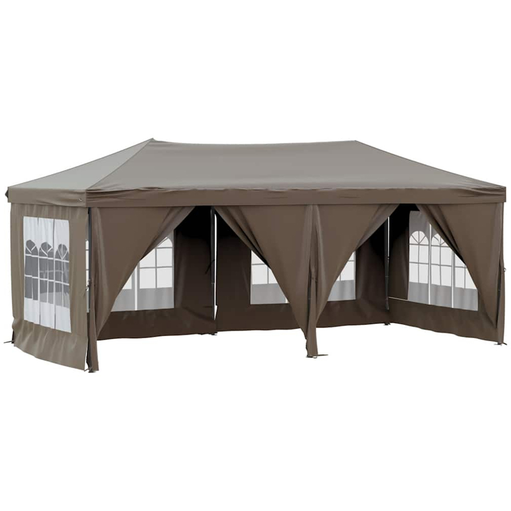 vidaXL 3 x 6m Taupe Foldable Party Tent with Sidewalls Image 2