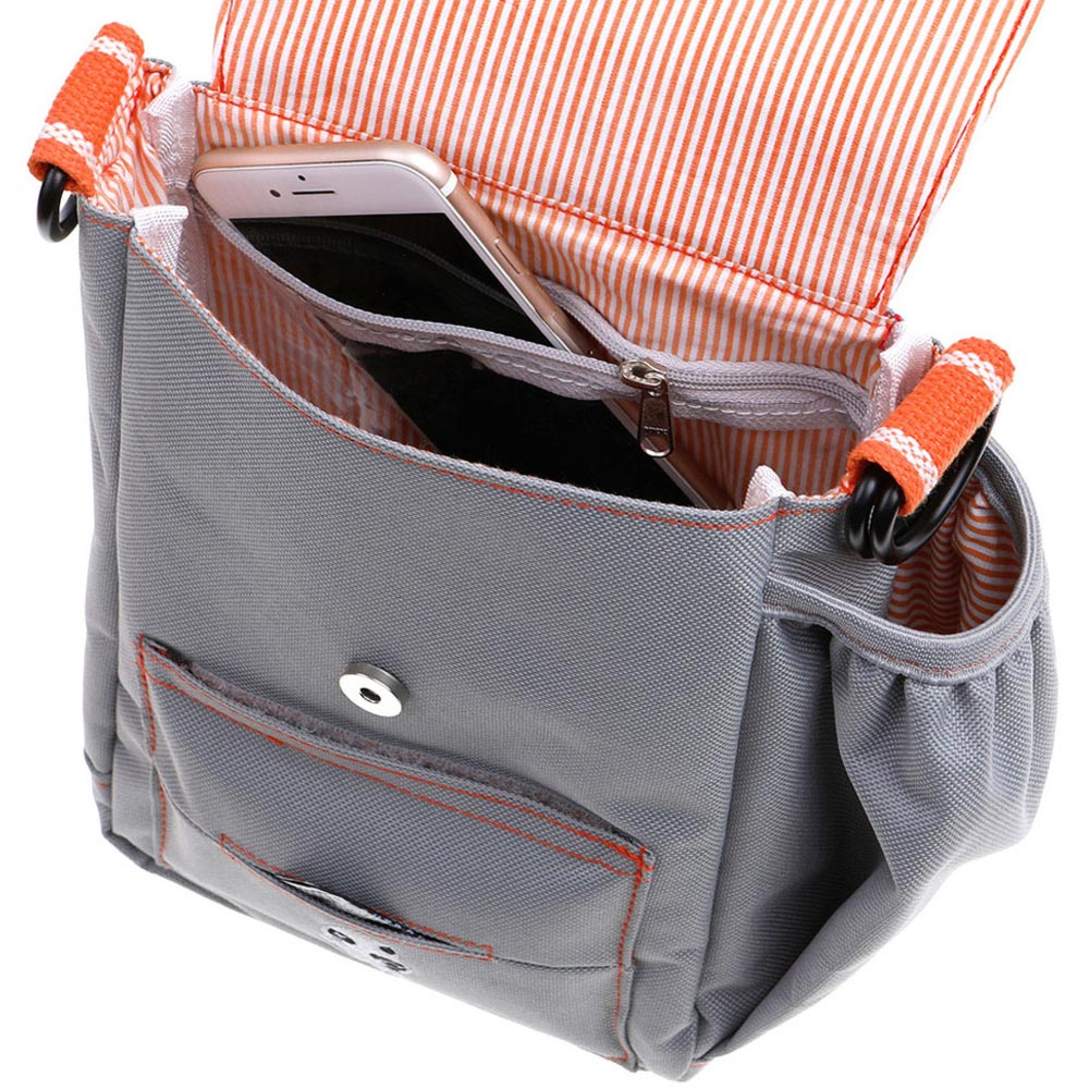DOOG Grey Shoulder Bag with Striped Strap Image 5