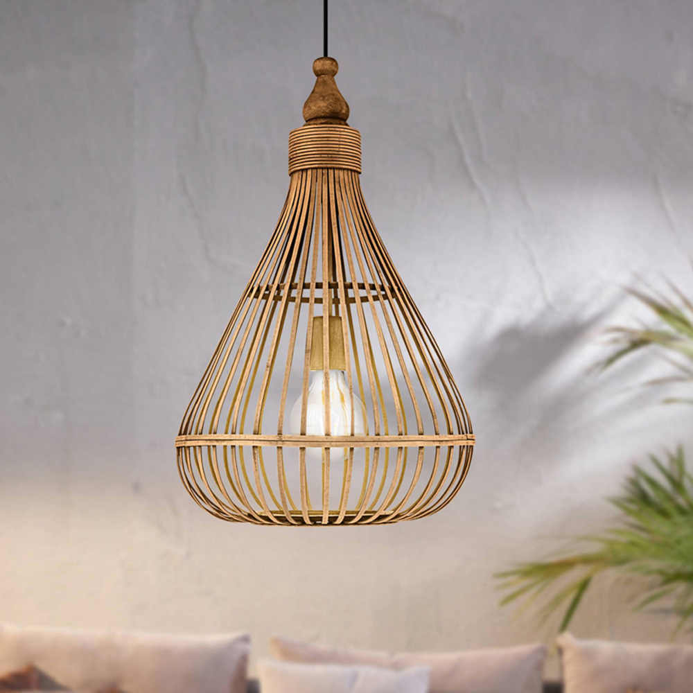 EGLO Amsfield Rattan Pendant Light Image 3