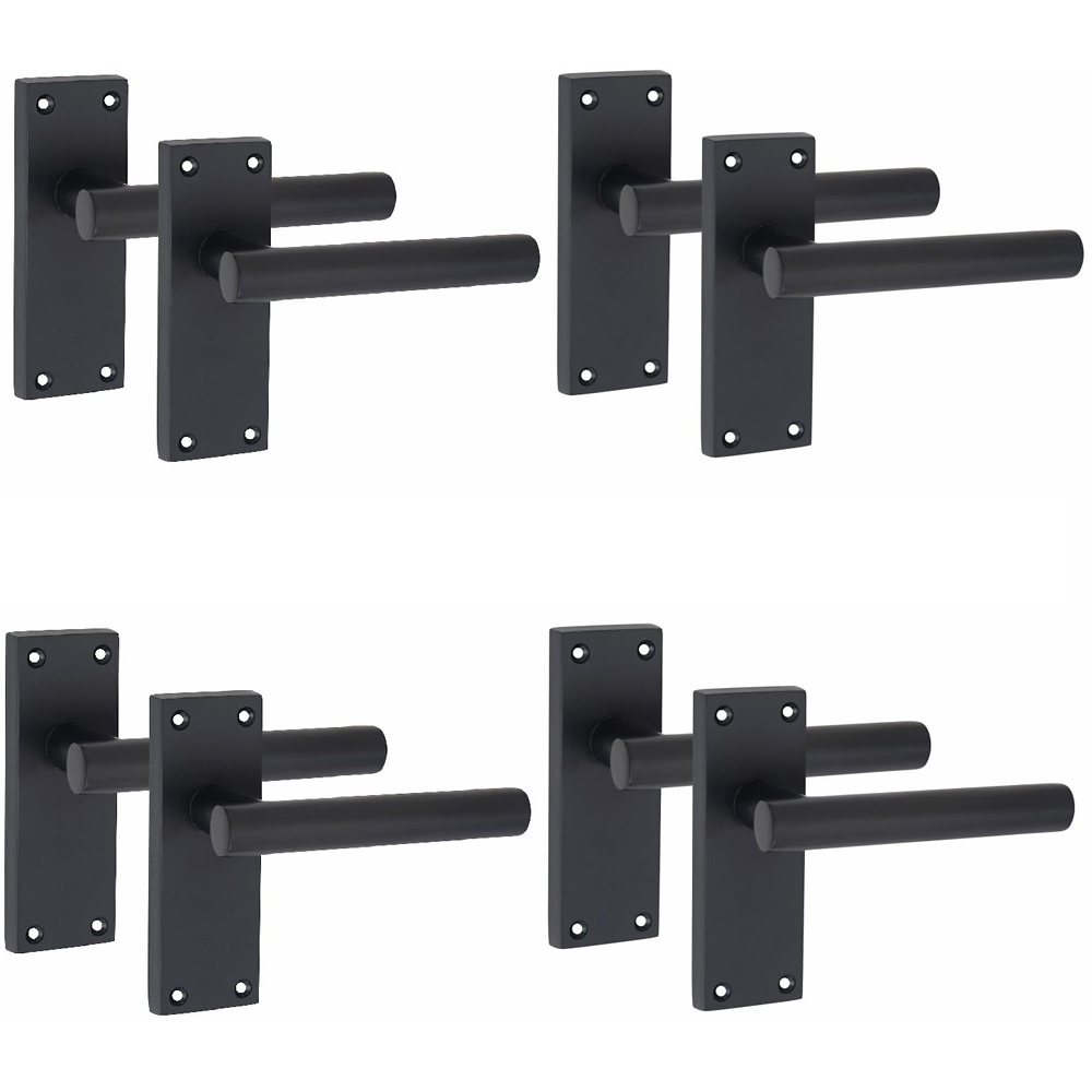 Golden Grace Matt Black Victorian Straight T-Bar Latch Door Handle Set 4 Pack 120 x 40mm Image 1
