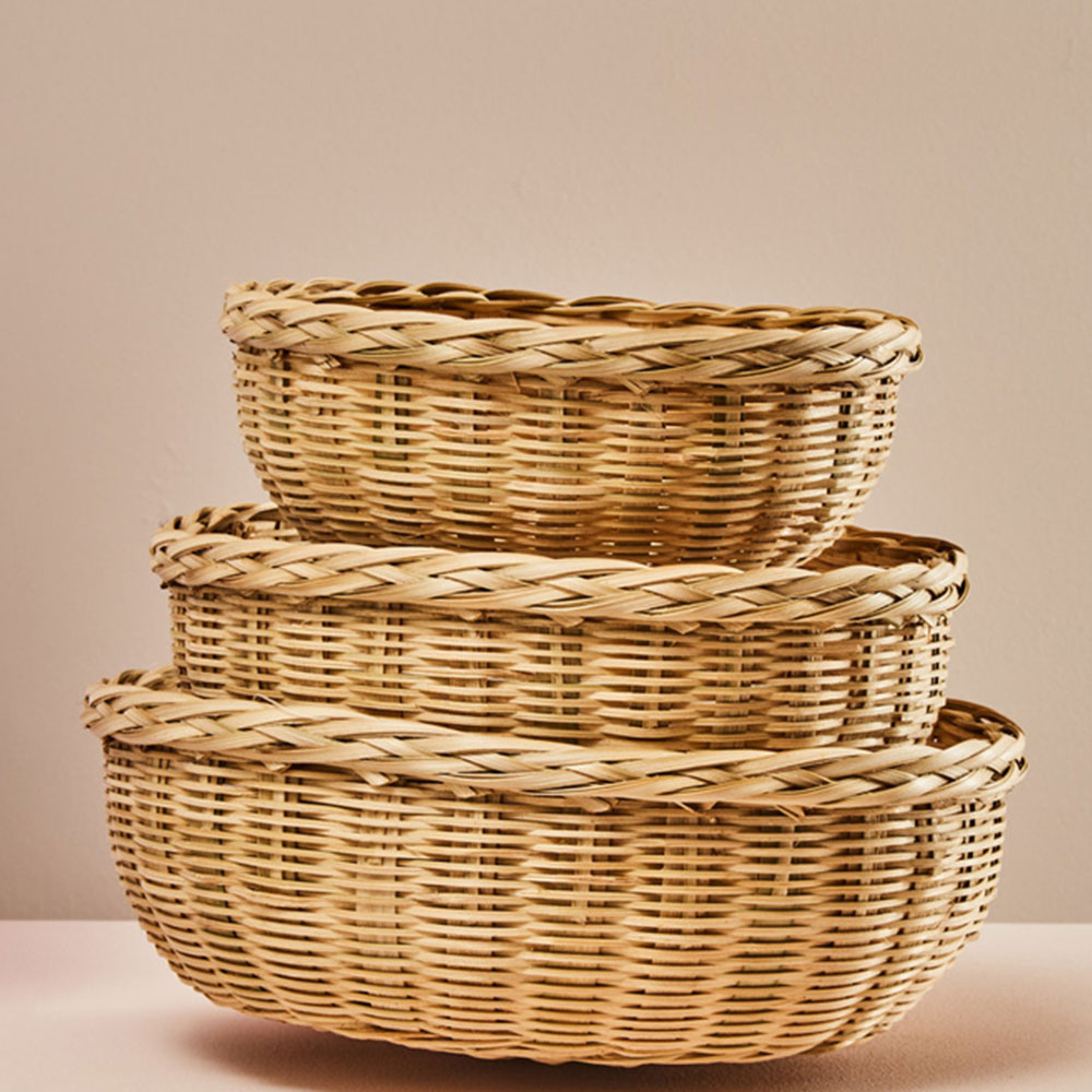 Premier Housewares Natural Round Bamboo Basket Set of 3 Image 2
