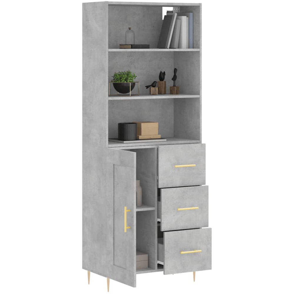 vidaXL Single Door 3 Drawer 3 Shelf Concrete Grey Highboard Image 3