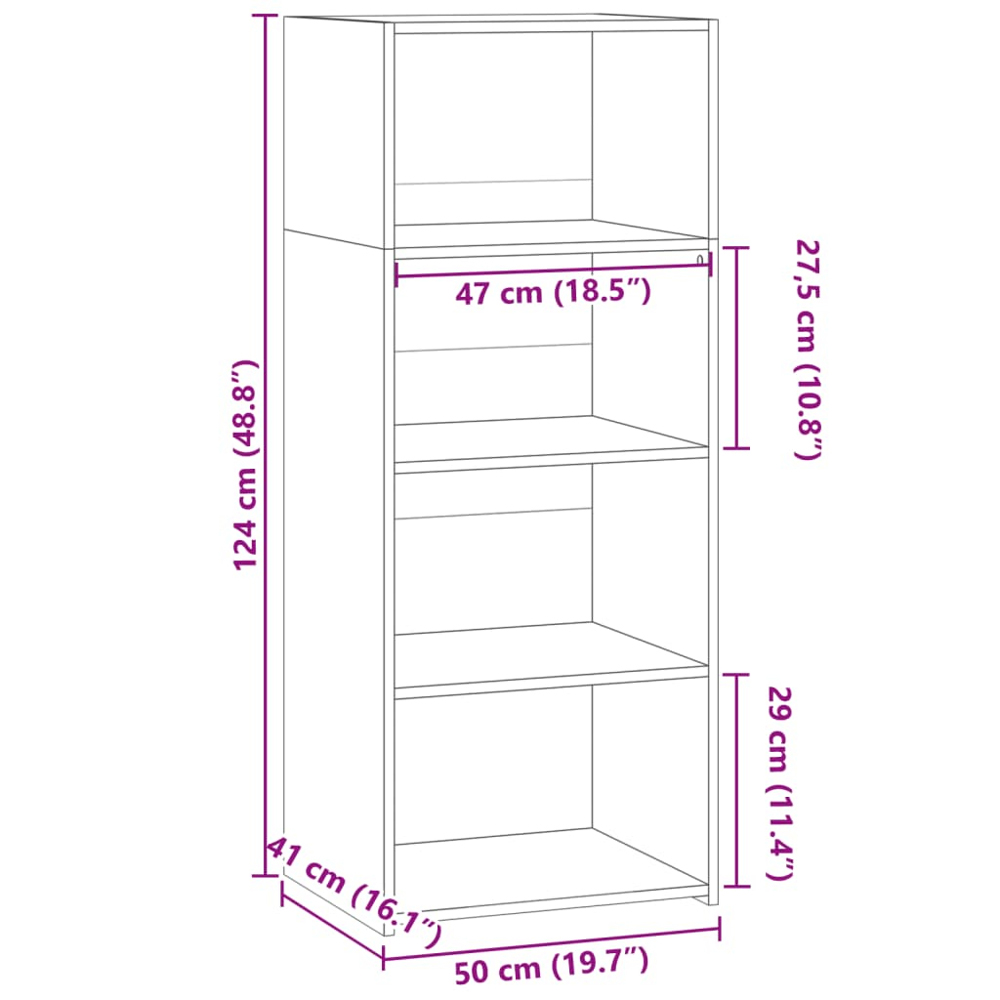 vidaXL 4 Shelf Concrete Grey Highboard Image 9