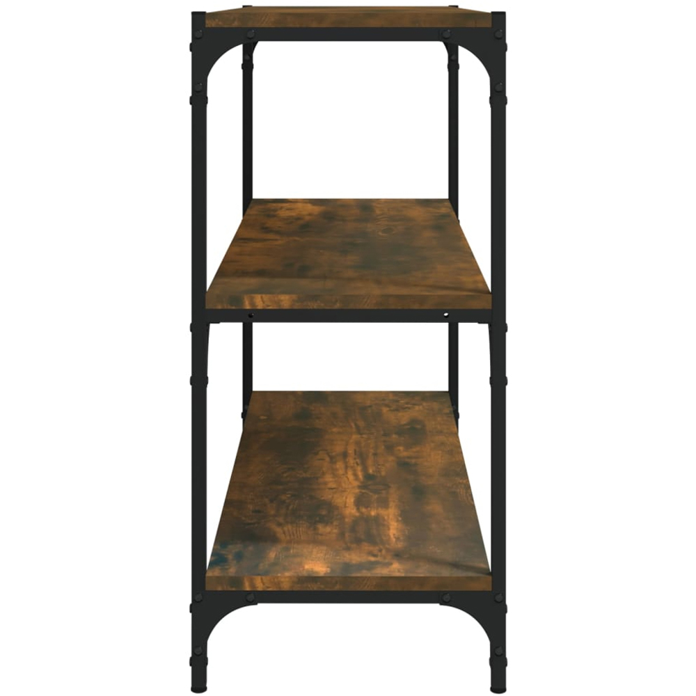 vidaXL 3 Shelf Smoked Oak Wood and Steel Bookcase Image 5