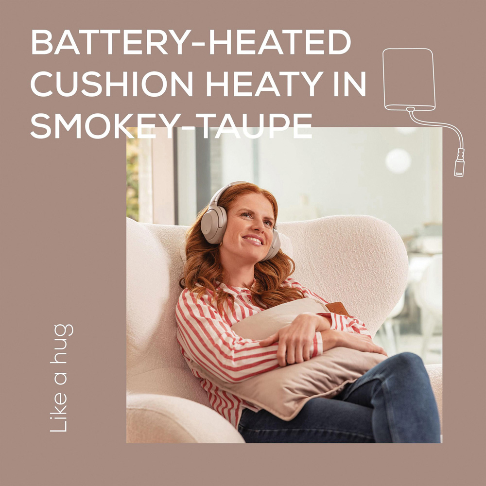 Beurer HK77 Smokey Taupe Velvet Cordless Heated Cushion 38.4 x 38.4cm Image 5
