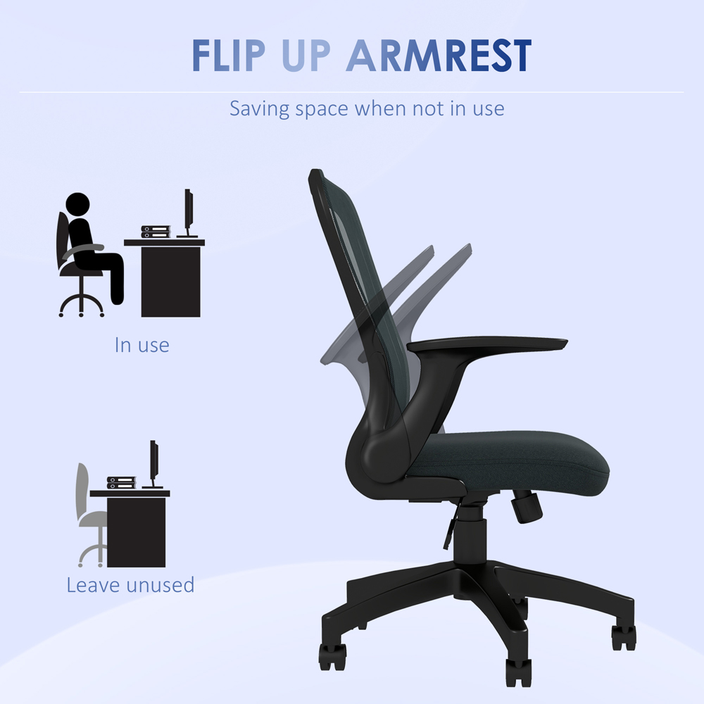 Portland Grey Mesh Office Chair with Flip Up Armrest Image 6
