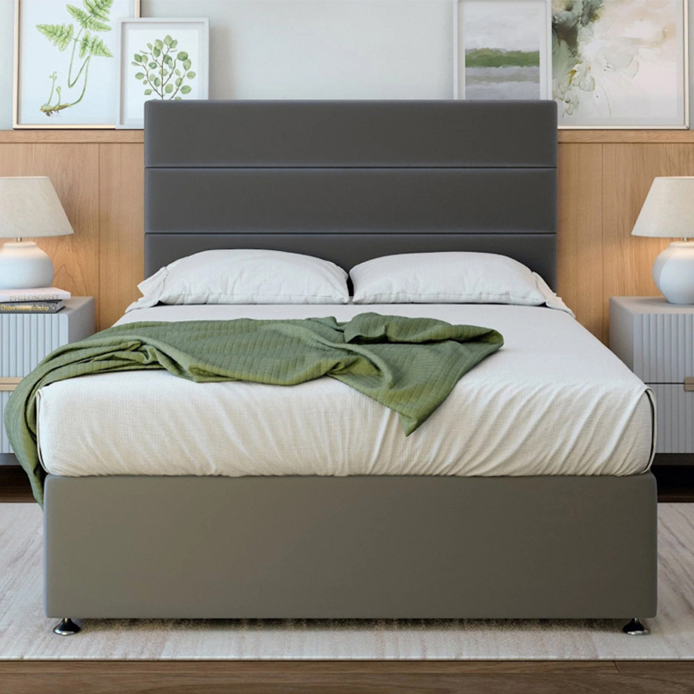 Bedmaster Double Graphite Plush Velvet 2 Drawer Divan Base with Milan Headboard Image 1