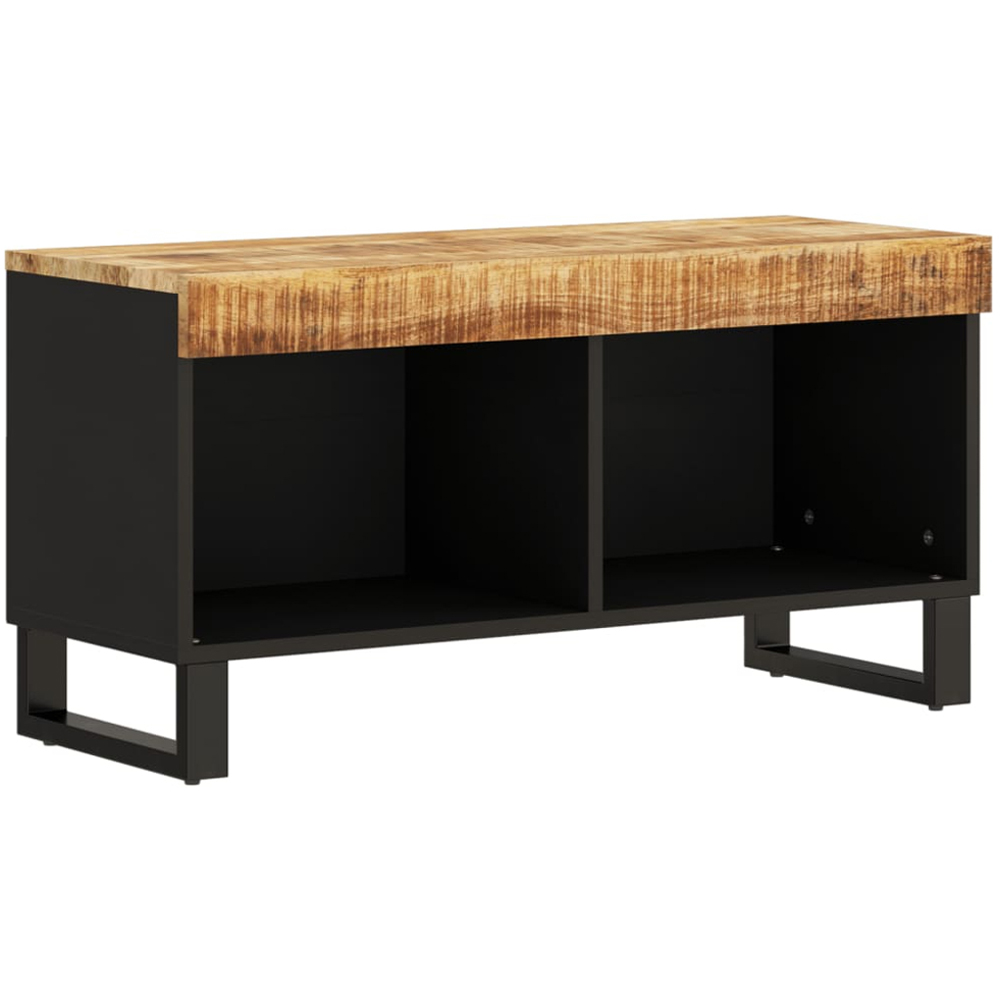 vidaXL 2 Shelf Light Brown Solid Mango Wood TV Cabinet Image 2