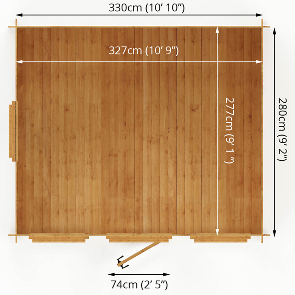 Mercia 11.4 x 9.8ft Wooden Reverse Apex Log Cabin Image 8