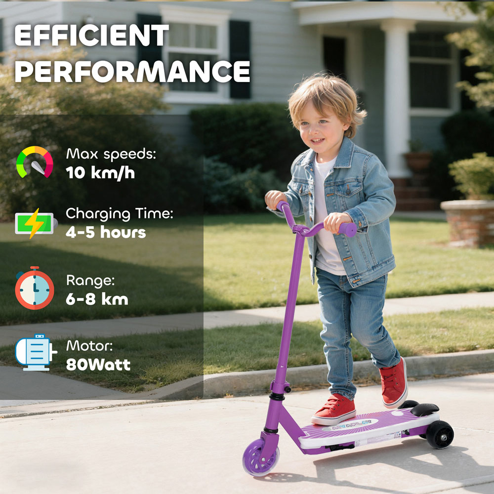Tommy Toys AIYAPLAY Purple Electronic Ride-On Scooter with Auxiliary Rear Wheels Image 6